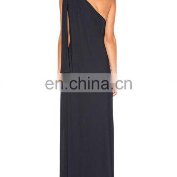 2016 Wholesale Factory Direct Women Black One Shoulder Long Maxi Dress photo-5