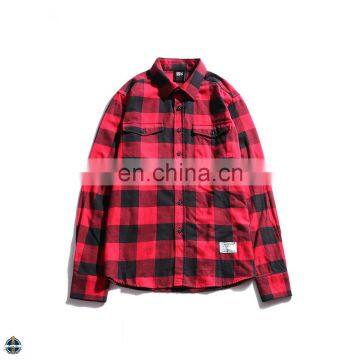 T-MSS011 Cotton Long Sleeve Big Checked Casual Model Man Shirt