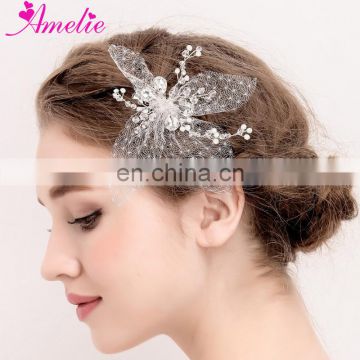 Unique Design Tulle Butterfly Shaped Crystal Hair Clip Decoration Bridal Headpiece Bridesmaid Wedding Hair Accessories