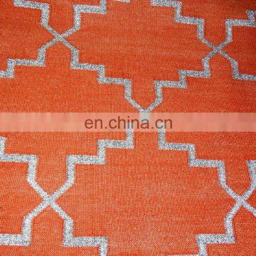 Vishal Handicraft-60x36" Orange & Silver Hand Woven Indian Cotton Carpet/Floor Throw Indian Kangri Style Rug Wholesale photo-4