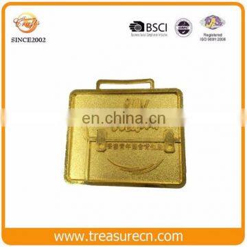 Custom Rectangle Golden Plated Cheap BSCI SGS Finisher Sports Medal