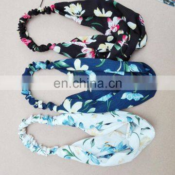 New elastic printed ribbon hair band hair accessories fashion elastic headbands wholesale women