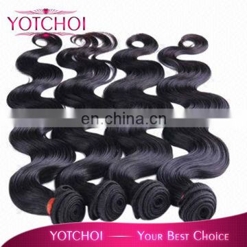 Superior 100% unprocessed virgin hair natural color cambodia hair body wavy