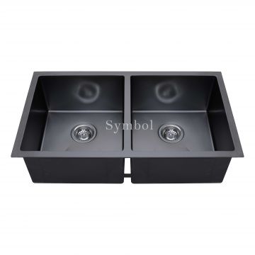 50/50 Double Undermount Nano Black Stainless Kitchen Sink