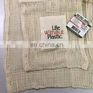 Eco Reusable Cotton Net Vegetables String Shopping Fruit Storage Mesh drawstring Bag