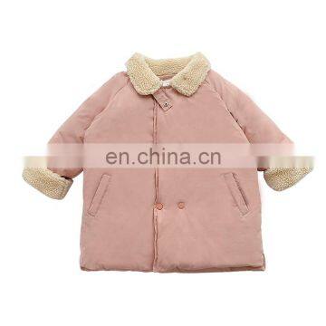 5666/Newest lamb wool turn-down collar fashion coat kids girl padding warm long coats