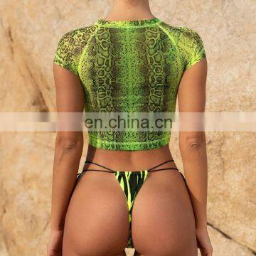 Sexy Zebra Printed Bikini 2019 Female Swimsuit Women Swimwear Three-pieces Bikini Set Bather Bathing Suit Swim Wear Lady V1505