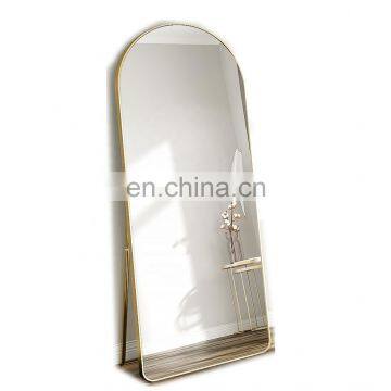 Luxury Elegant Entryway Arched Metal Framed full-length free standing dressing Mirror Explosion-proof