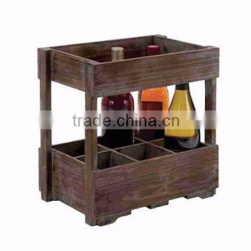 Accept OEM antique solid 6 bottle wooden wine rack