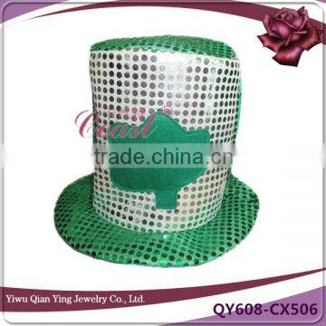 cheap wholesale green carvinal paillette st patricks day hats