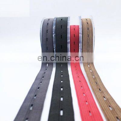 White Black Common Style Polyester Knit Colorful Button Hole Elastic Band