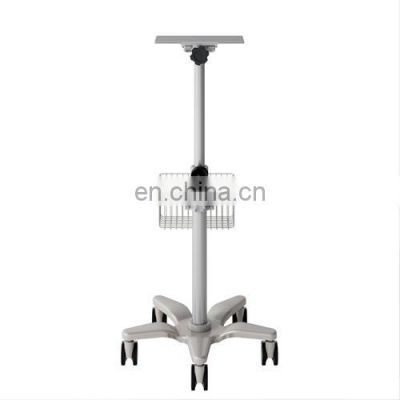 Hot selling aluminum patient monitor trolley with no noise wheel for hospital