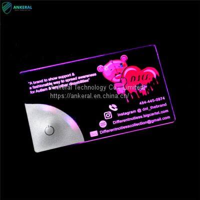 Customized Logo LED Flashing Acrylic Name Card Best Quality 7 Colors Lighted