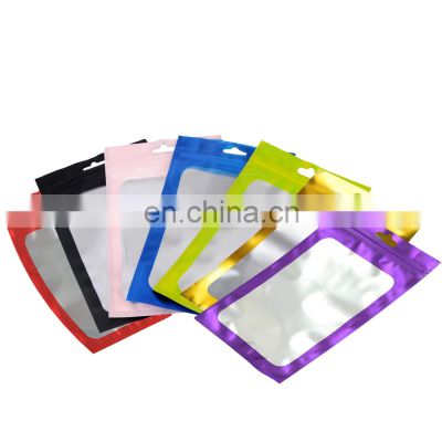 Resealable Mylar Ziplock Bags With Front Window/Smell Proof Bag Packaging Pouch Bag For Lip Gloss Eyelash Food Jewelry