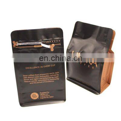 Custom printed 12oz 340g coffee bags resealable flat bottom box pouch for coffee with valve