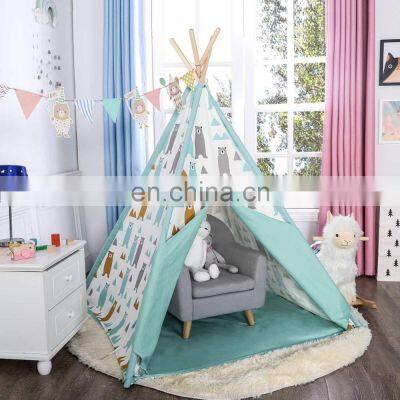 Kids Tent Canvas Teepee Foldable Play Tent for Children