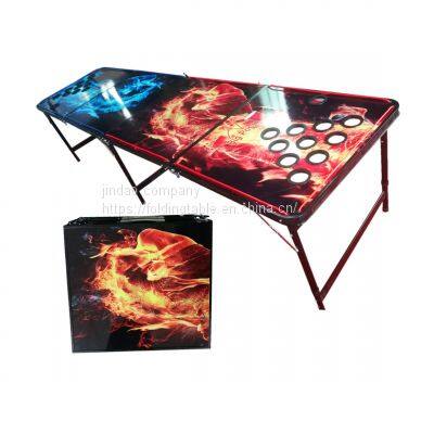 8ft Beer Pong Table Custom Pattern Aluminium Folding Camping Adjustable Picnic Table for Party Game photo-2
