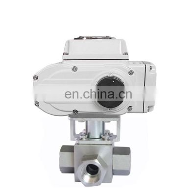 Manufacture DN25 1inch  AC220V Stainless steel 3 Way Thread Ultrahigh Pressure electric ball valve