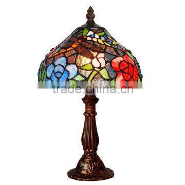 8"W dragonfly rose Stained Glass Tiffany Style Table desk lamp high quality Europe table lamp