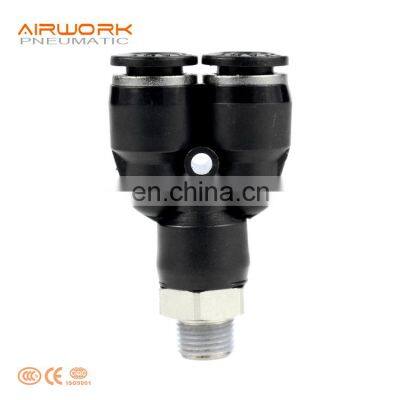 PX Black Three 3 Way Elbow Pneumatic Plastic y Branch Shaped Male Pvc Pipe Fittings photo-2