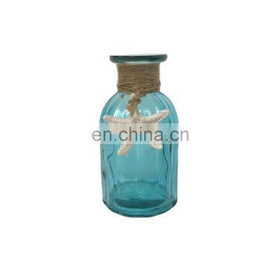 Exclusive Design Bud Vases Ocean Element Creative Modern Blue Starfish Hanging Decoration Flower Glass Vase Home Wedding Decor