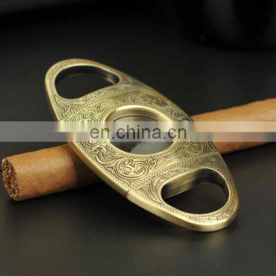 Stainless Steel Logo Double Blade Scissors Knife Punch Table Torch Cigar Cutter