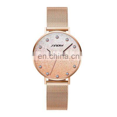 Custom Made Brand Your Own Rose Gold Quartz Watch Woman Logo Watches Pink Alloy Case S9854L Luxury OEM Female Wristwatch