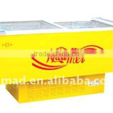 Large capacity island chest freezer for dumplings, frozen meat, chicken and sea food
