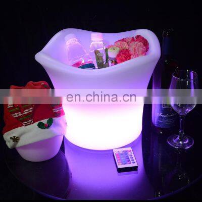 LED luminous ice bucket square plastic ice KTV/ Nightclub Party rechargeable luxury flashing wine plastic Glowing LED ice bucket