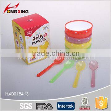 4PCS SET Plastic serving jelly bowls with spoons