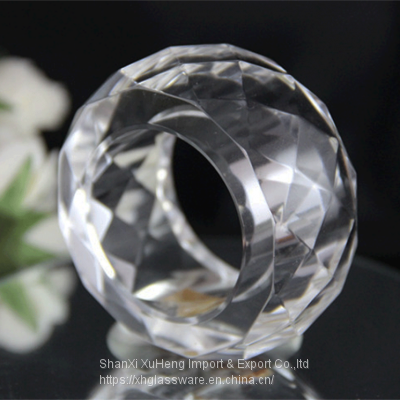 Elegant Transparent Clear Crystal Round Napkin Ring Holders For Wedding And Home Decoration