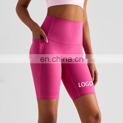 Custom Private label Yoga Shorts High Waist Women Gym Wear Short Pants Crotchless Outdoor Training Biker Shorts Yoga Panties