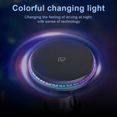 Magnetic 15W Wireless Charger Car Mobile Phone Holder LED Light Air Vent 360 Degree Rotation Car Holder Car Mount