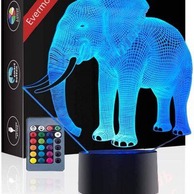 LED-светильники с 3D-иллюзией слона для детских дней рождения. Гавель. 16-цветные настольные светильники с пультом дистанционного управления. Игрушка для украшения в виде слона