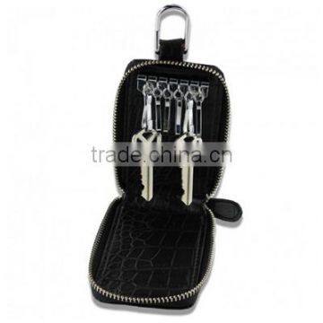 Unisex genuine leather zip around Key Case Multipurpose Clip key chain