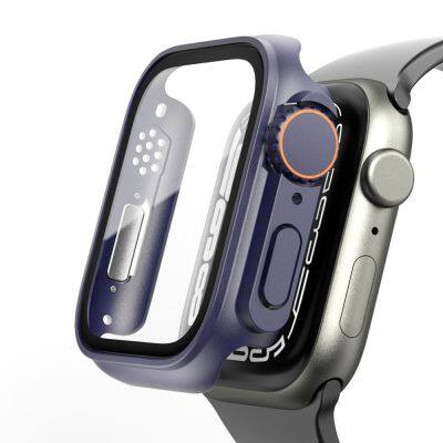 LeYi Luxury PC Case Sport Cover Full Screen Protector Tempered Glass Watch Case for iphone Watch Series 6 7 Change to 8 ULTRA 2