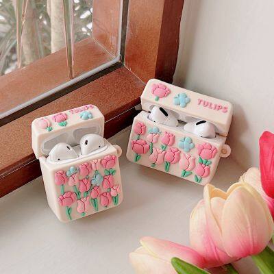 Fashion Cute Cartoon Tulip Kawaii Earphone Cases for AirPods Soft Silicone for Air Pods 1 2 3 Pro Wholesale Protect Air Pods