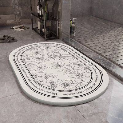 OEM ODM floral absorbent diatomaceous stone bath mat manufacturer
