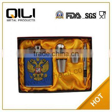 FDA 8oz Stainless Steel russian hip flask set