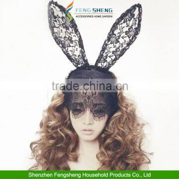 Halloween Costume Party Rabbit Bunny Ears Headband With Lace Eye Mask photo-2