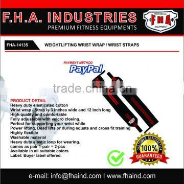 Weightlifting wrist wraps Corss fit wraps Lifting Strap made of Cotton Elastic Heavy Duty Wraps by FHA INDUSTRIES PAKISTAN
