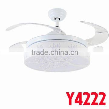 Four Blade White Ceiling Fan With Three LED Light Remote Control Kit