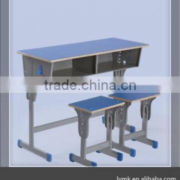 new design double student desk table and chair of school furniture