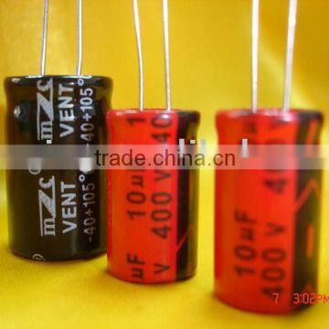 MZC brand aluminum electrolytic capacitor with PET sleeving