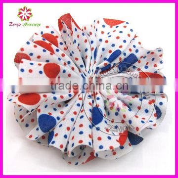 3" Ruffle chiffon dots printed flower accessories hair flowers for girl headbands