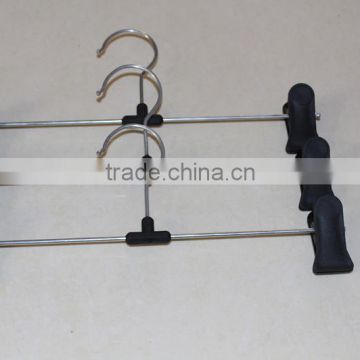 Cheap Korea mental plastic trouser hanger with clips factory whoelsale 1509