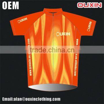 OEM China factory sublimaite orange 2015 cycling jersey