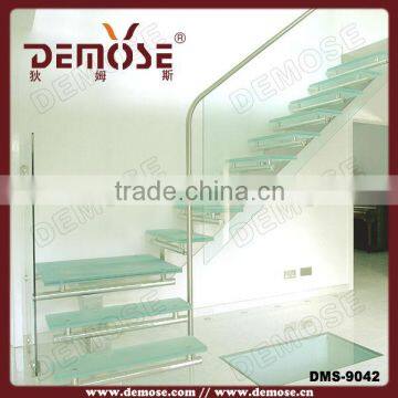 Curved glass modern stairs / Glass steps stairs / s.s railing stairs