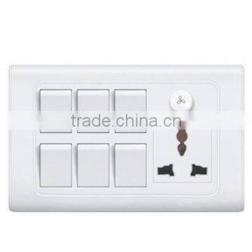 6gang Switch+MF Socket With Neon