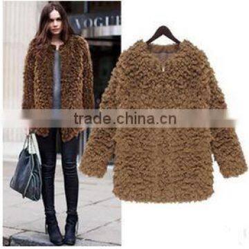 Hot-selling High-rank woolen fashion circle fur jackets overcoats for Ladies